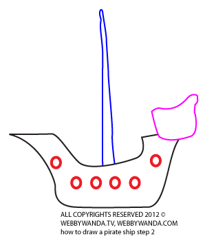 How to draw a cartoon pirate ship step 2, webbywand.tv all copyrights reserved 2012